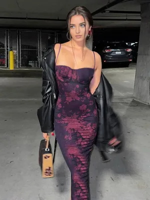 Floral Mesh Midi Dress