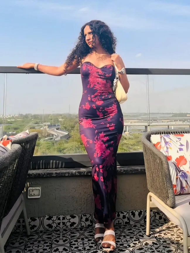 Floral Mesh Midi Dress