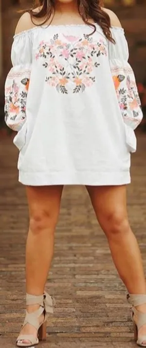 floral off the shoulder dress
