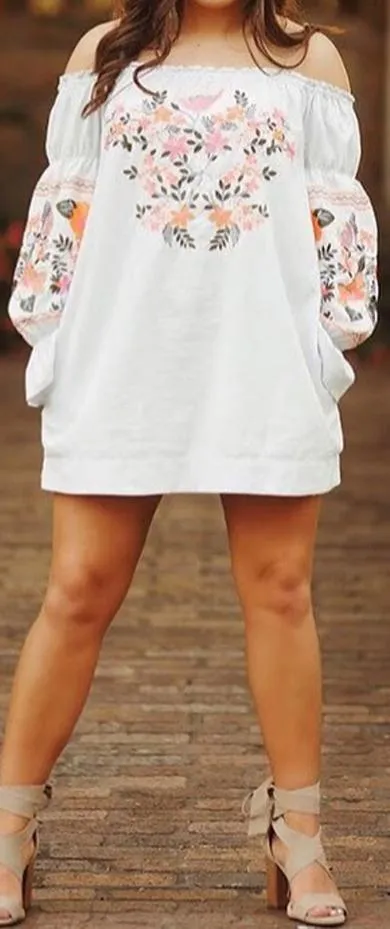 floral off the shoulder dress