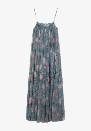 Floral Print Silk Maxi Dress
