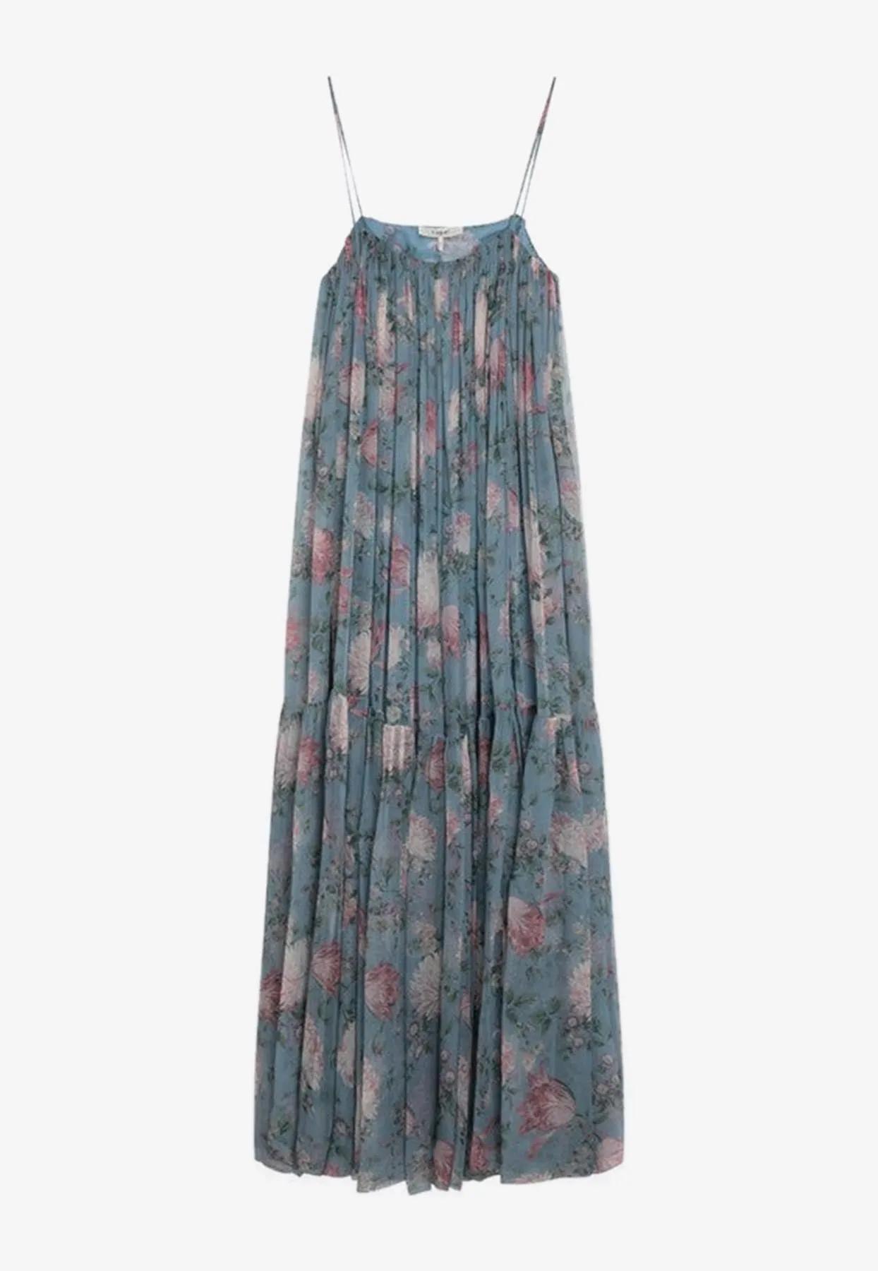Floral Print Silk Maxi Dress