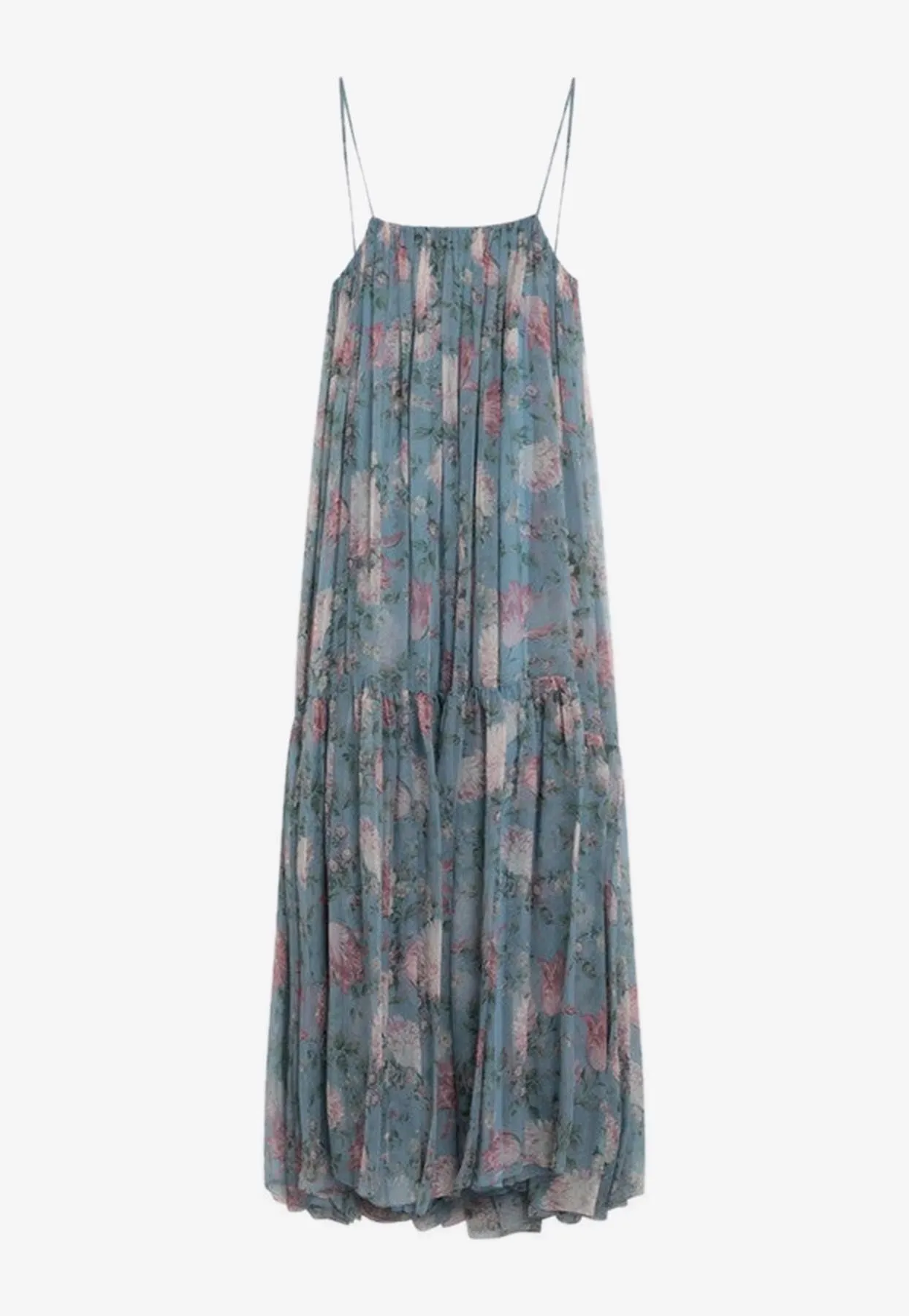 Floral Print Silk Maxi Dress