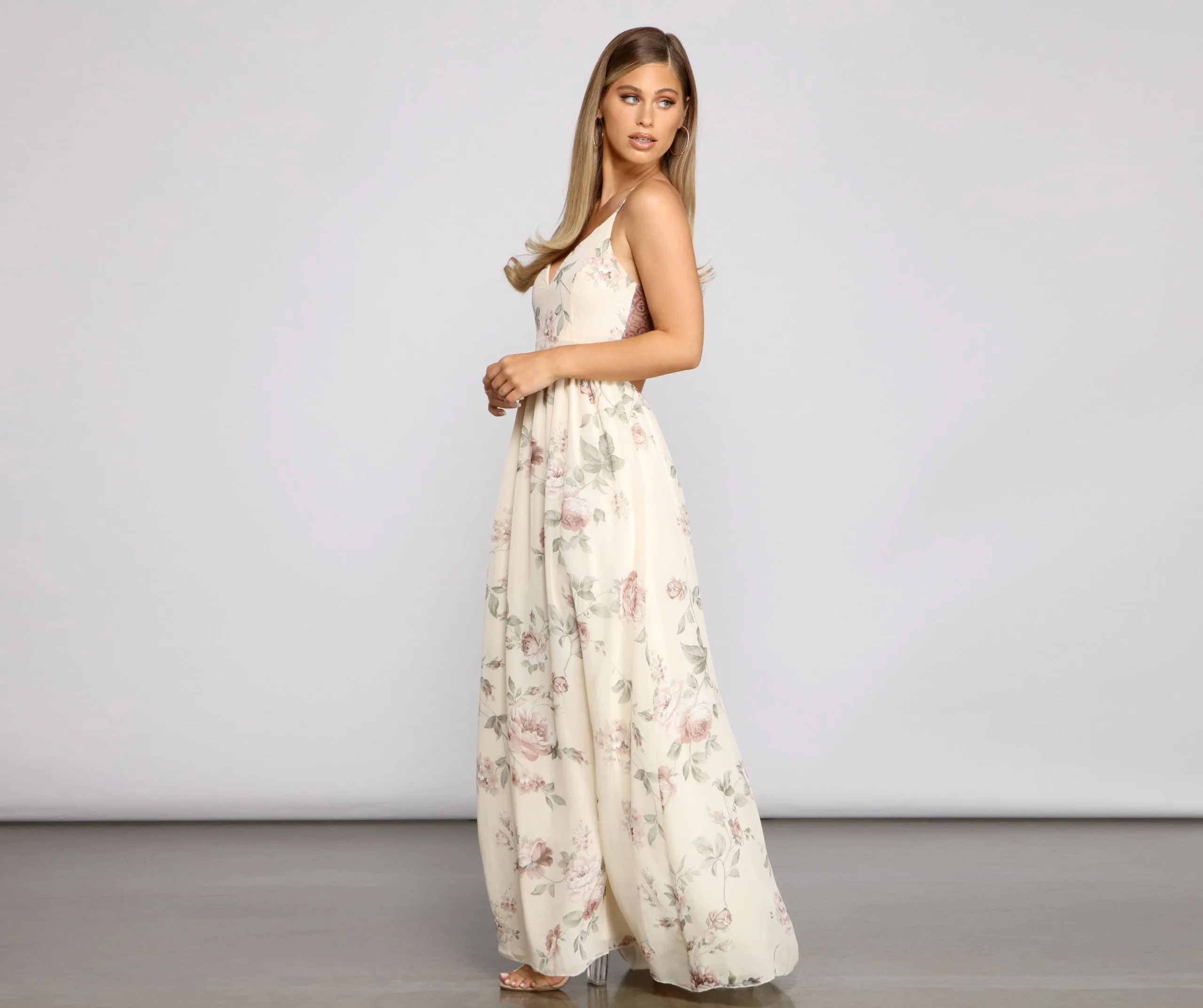 Floral Romance Chiffon Maxi Dress