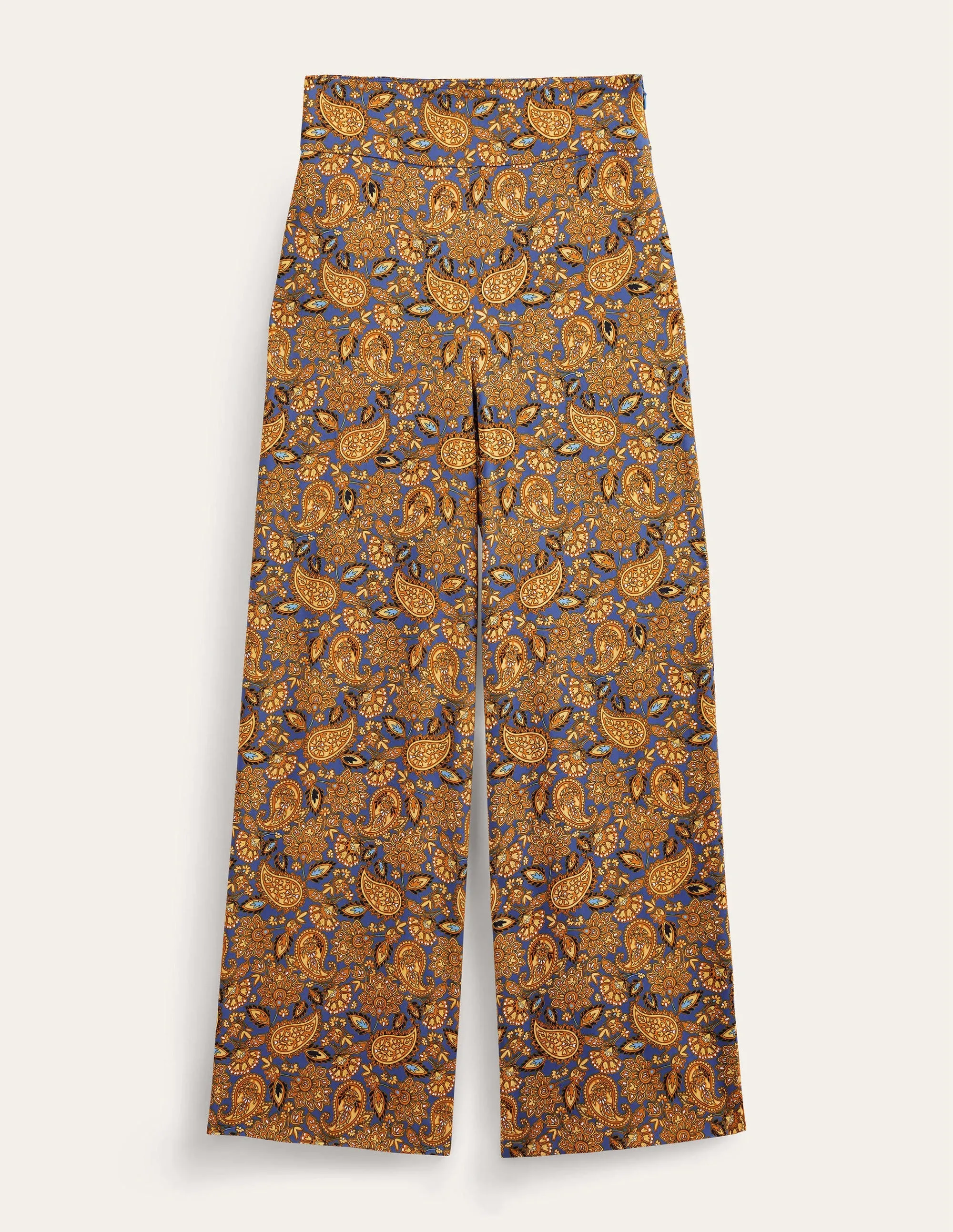 Fluid Wide Trousers-Harvest Gold, Paisley Terrace