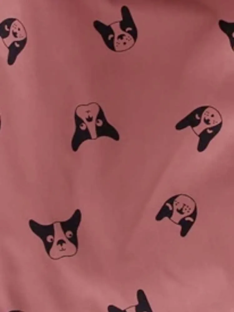 Frenchie Dog Print Baby and Childrens Hooded Jacket - Red 12M to 5Y