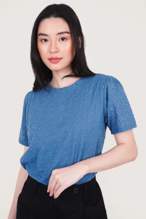 Frill Neck Eyelet Top