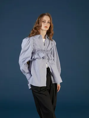 gathered cami puff sleeve shirts ｜BLUE