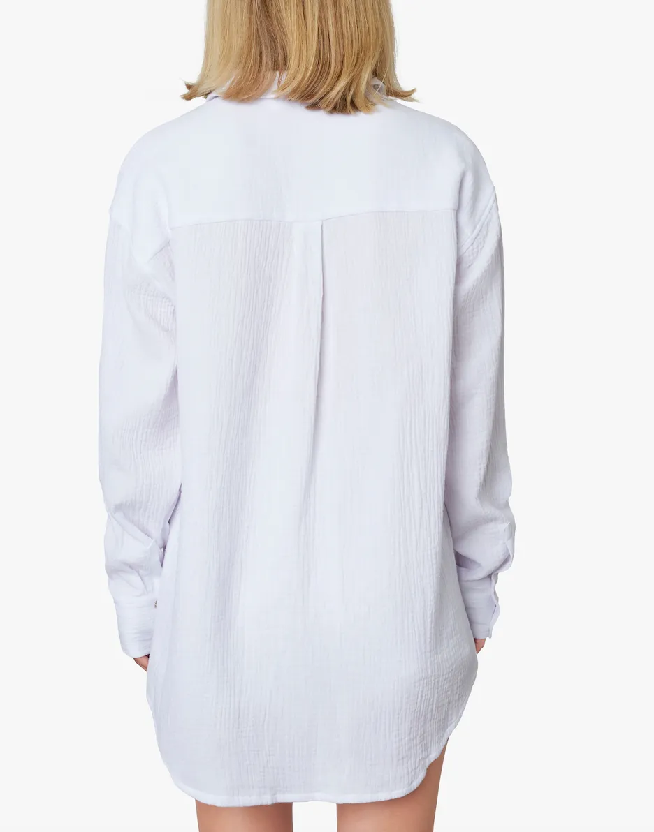 Gauze Long Sleeve Boyfriend Shirt