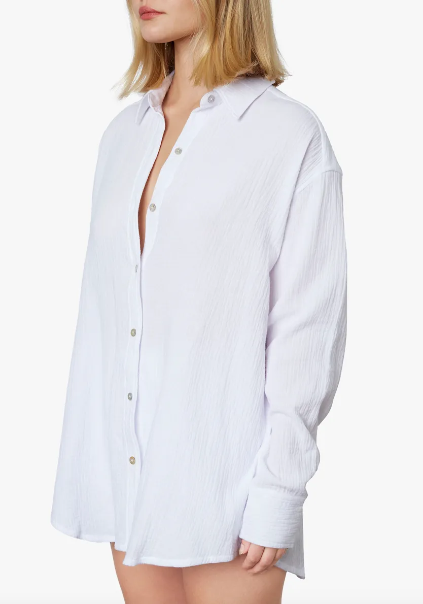 Gauze Long Sleeve Boyfriend Shirt