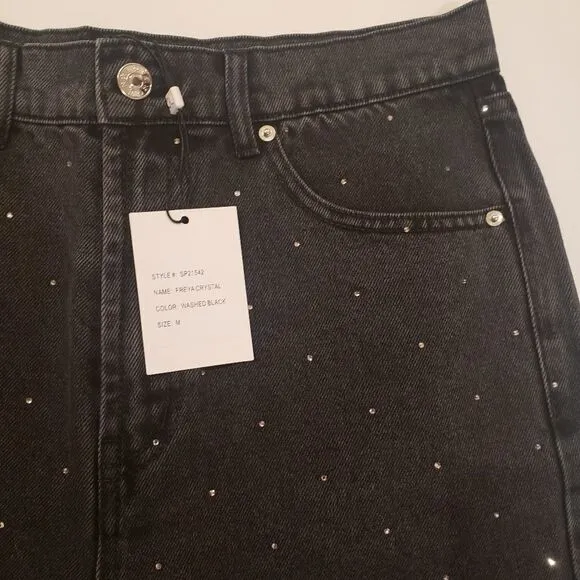 Generation Love Freya Washed Black Crystal Shorts