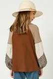 Girls Contrast Woven Sleeve Top