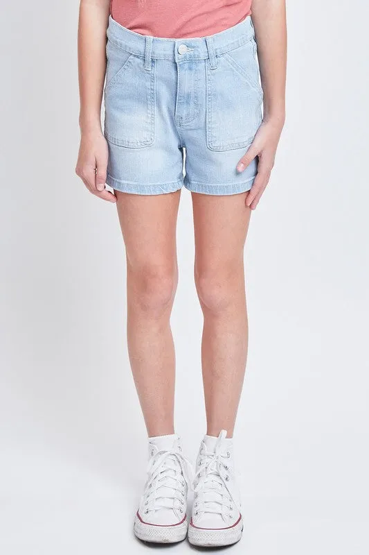 Girls High Rise Denim Shorts With Porkchop Pockets - Final Sale
