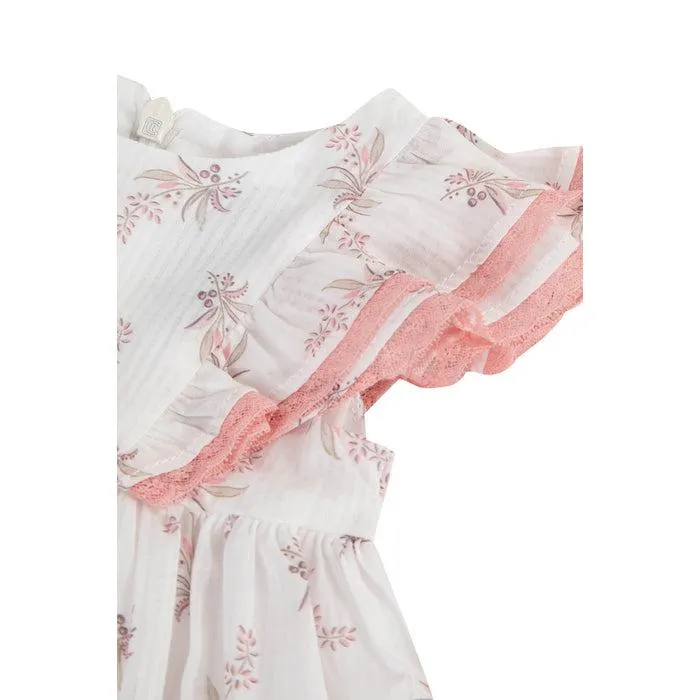 Girls Ivory Bouquet Print Dress