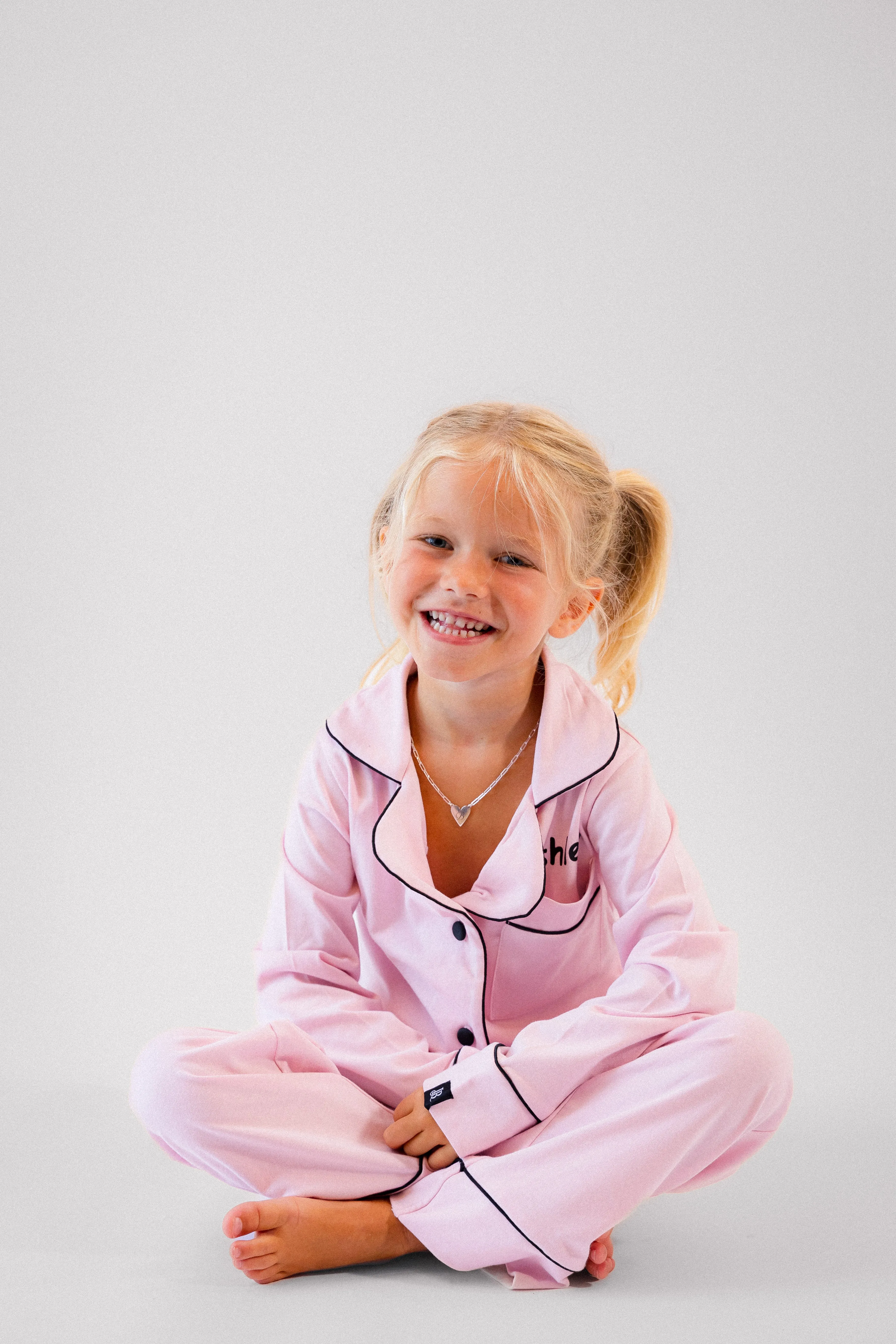 Girls long jersey personalised pyjamas Red