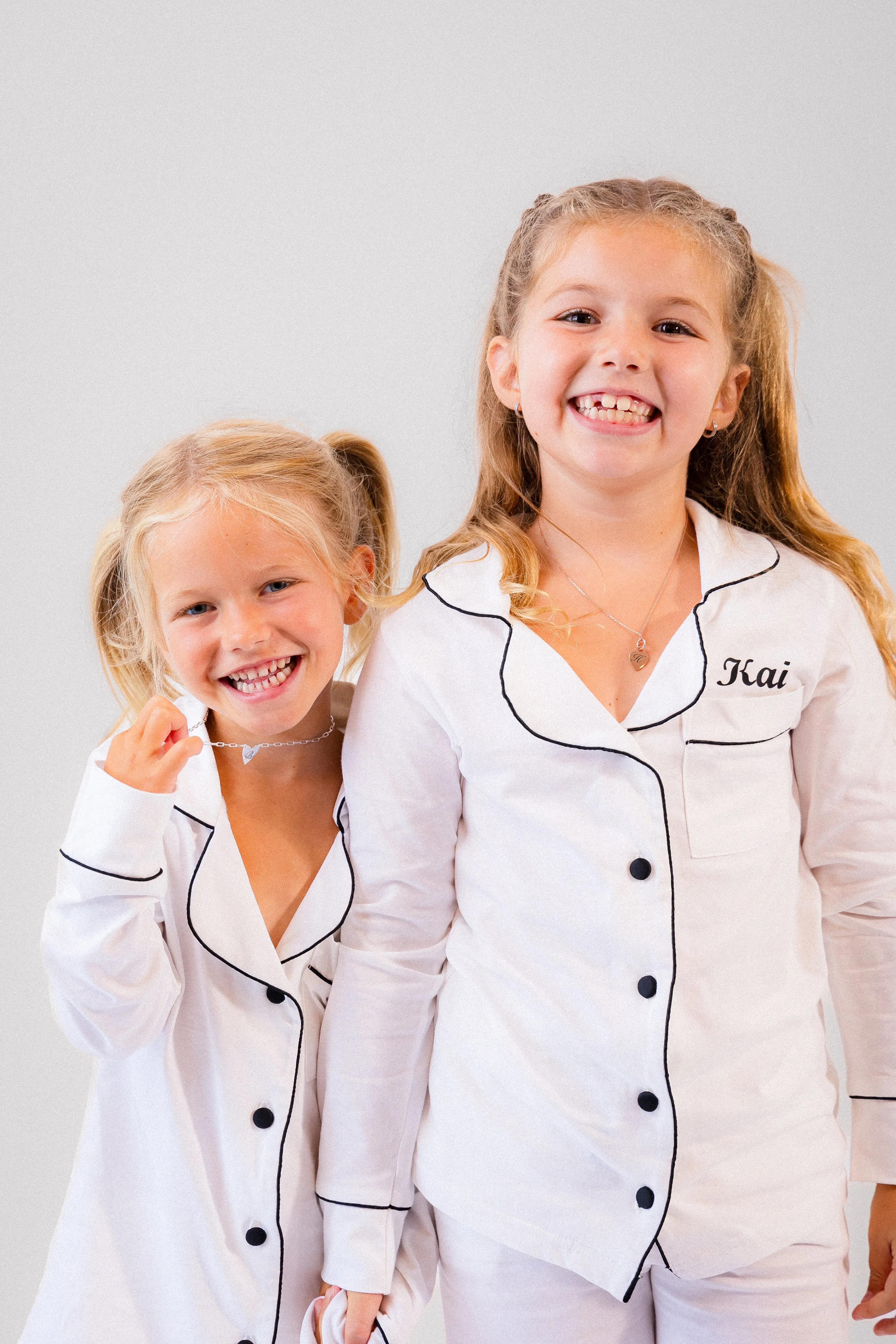 Girls long jersey personalised pyjamas Red