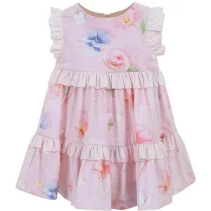 Girls Pink Cotton Floral Dress