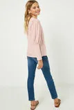 Girls Puff Shoulder Striped Long Sleeve Tee