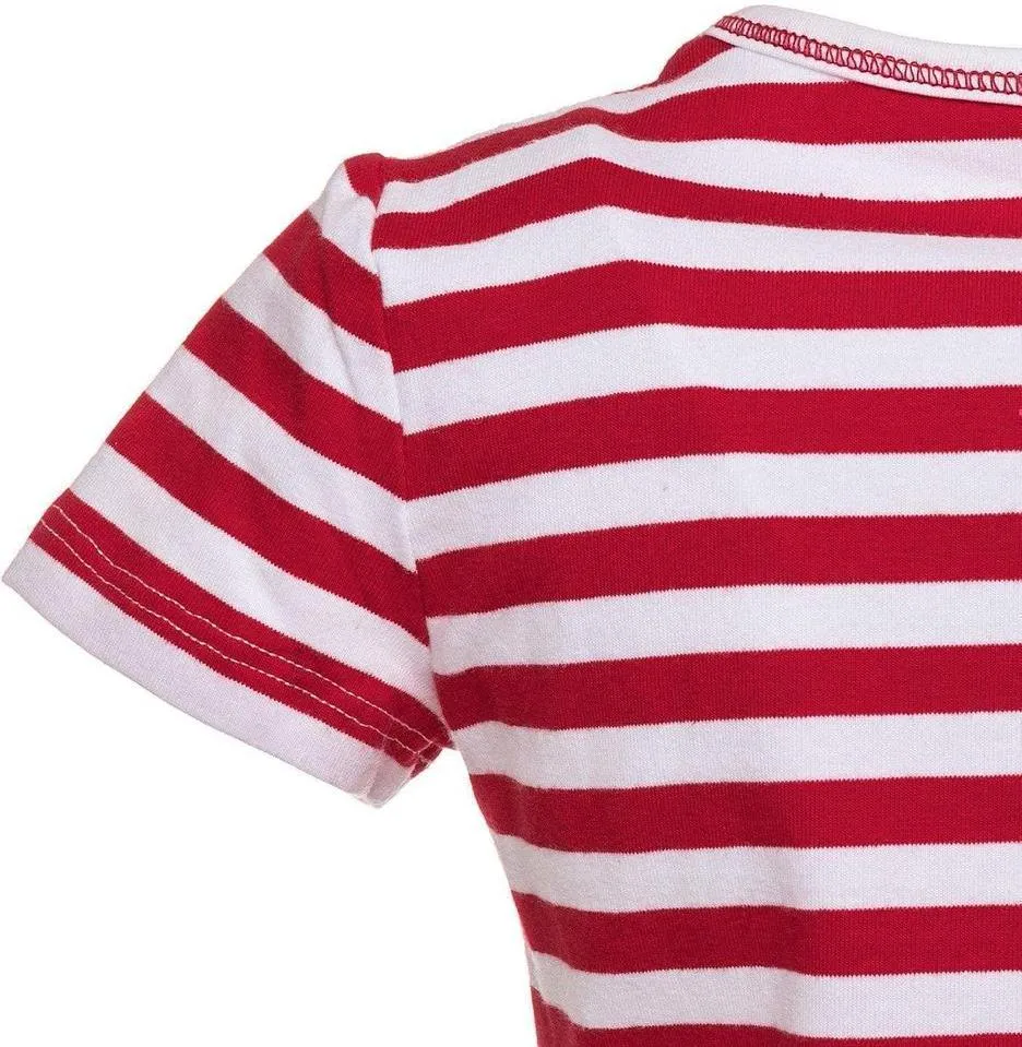 Girls Red And White Striped T-Shirt