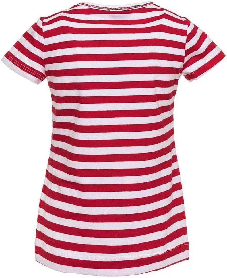 Girls Red And White Striped T-Shirt