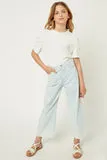 Girls Ruffle High Neck Puff Sleeve Top