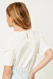 Girls Ruffle High Neck Puff Sleeve Top