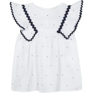 Girls White and Navy Dress