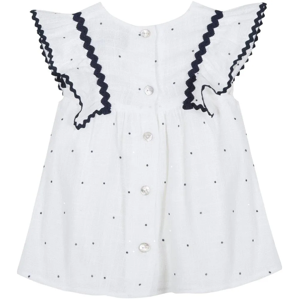 Girls White and Navy Dress