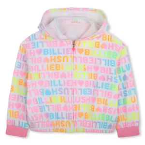 Girls White Logo Hooded Cardigan