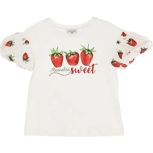 Girls White Strawberry T-shirt