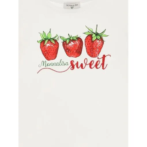 Girls White Strawberry T-shirt