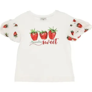 Girls White Strawberry T-shirt