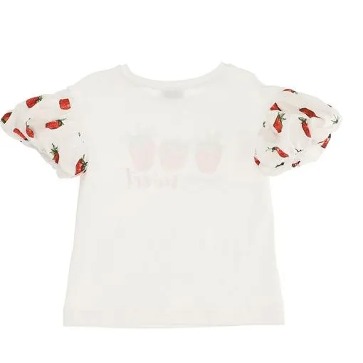 Girls White Strawberry T-shirt