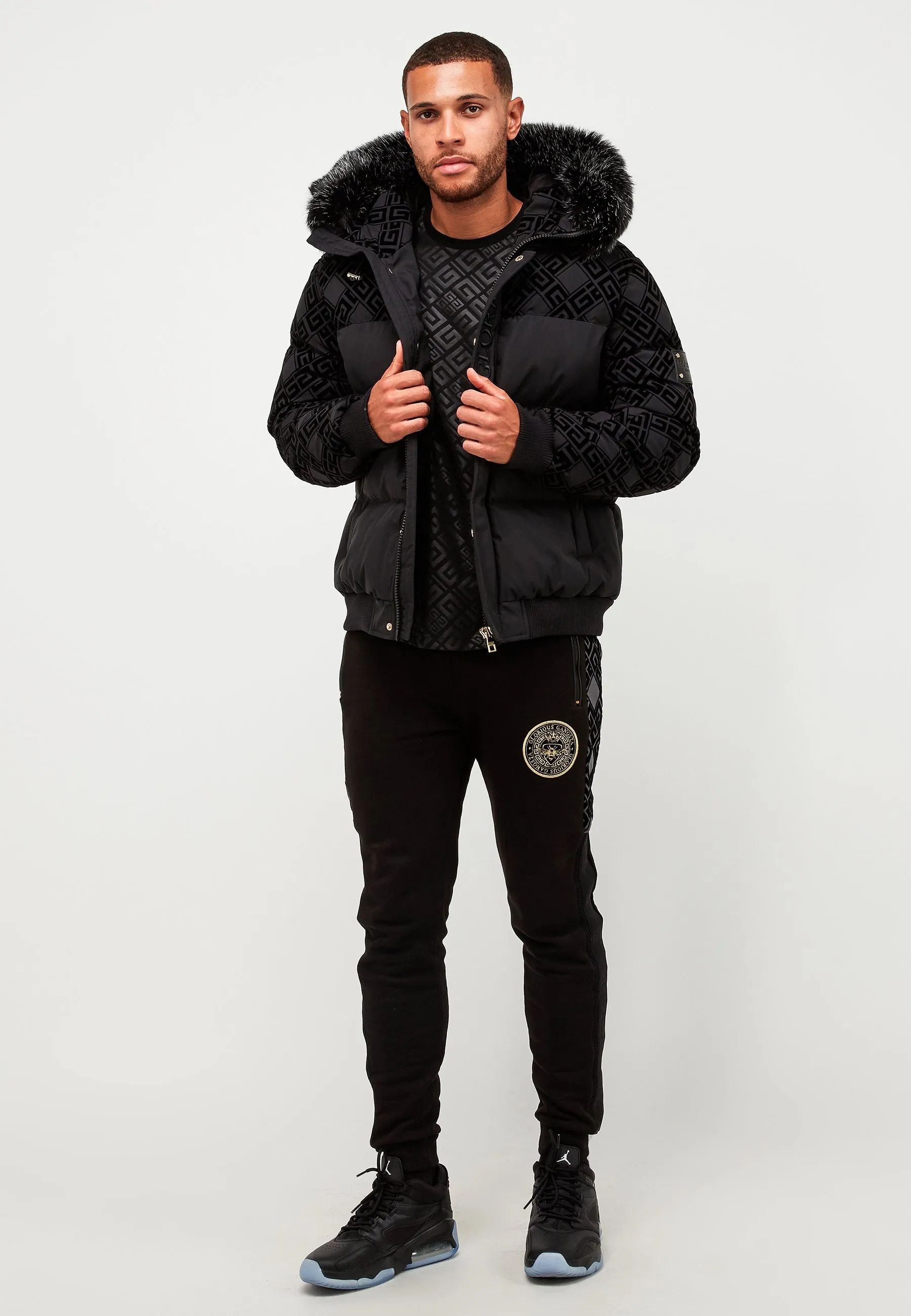 Glorious Gangsta Lavin Short Puffer Bomber Jacket Black