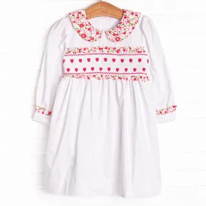 Going Steady Smocked Dress, White