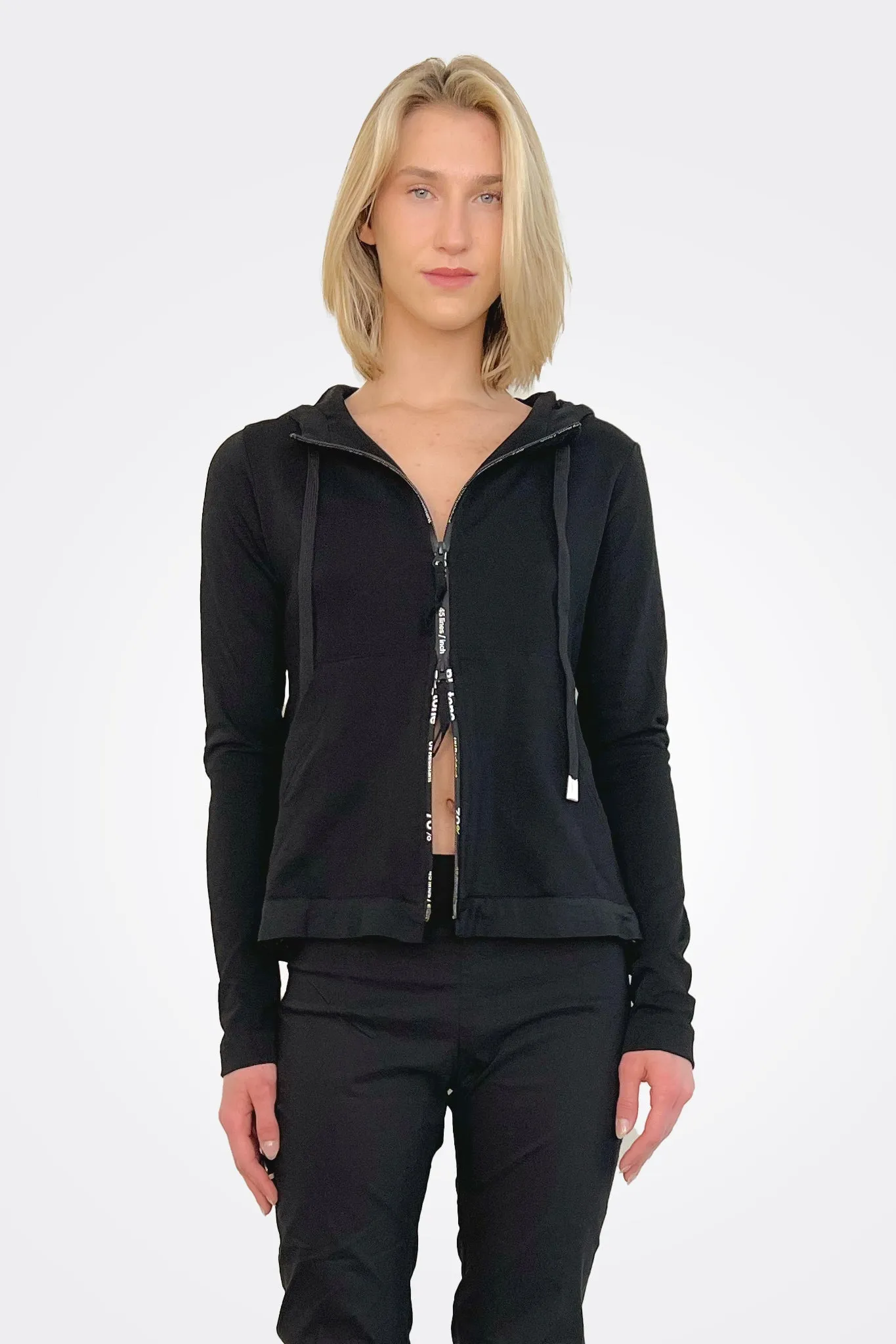 Graphic Zip Hooded Jacket - Black