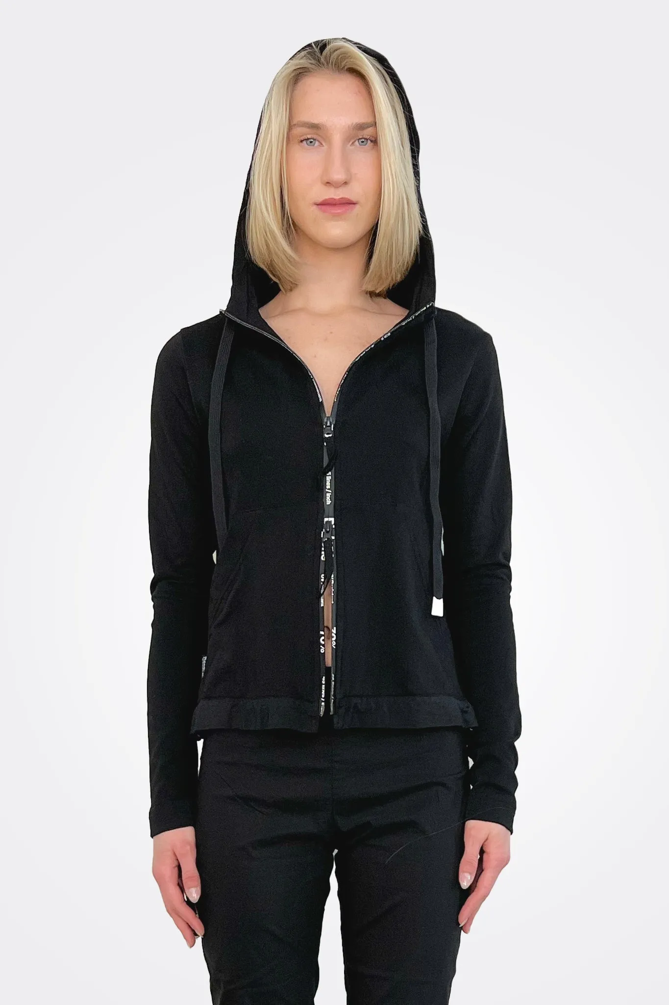 Graphic Zip Hooded Jacket - Black