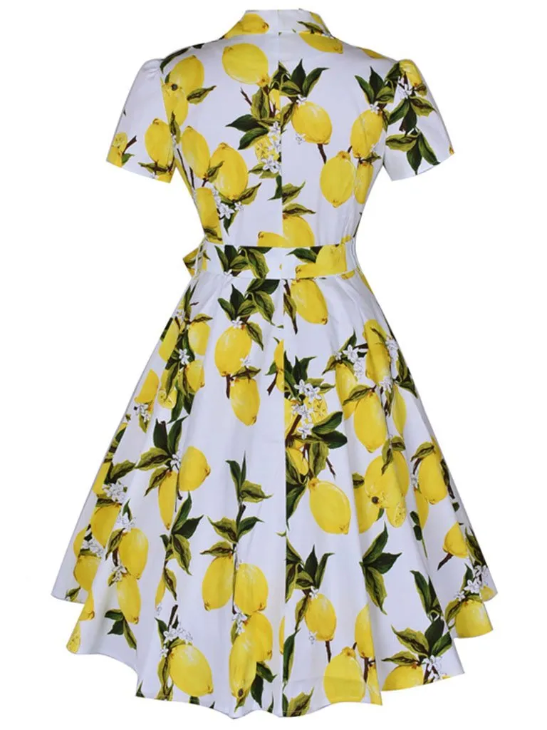 Green 1960S Floral Print Swing Vintage Dress With Belt