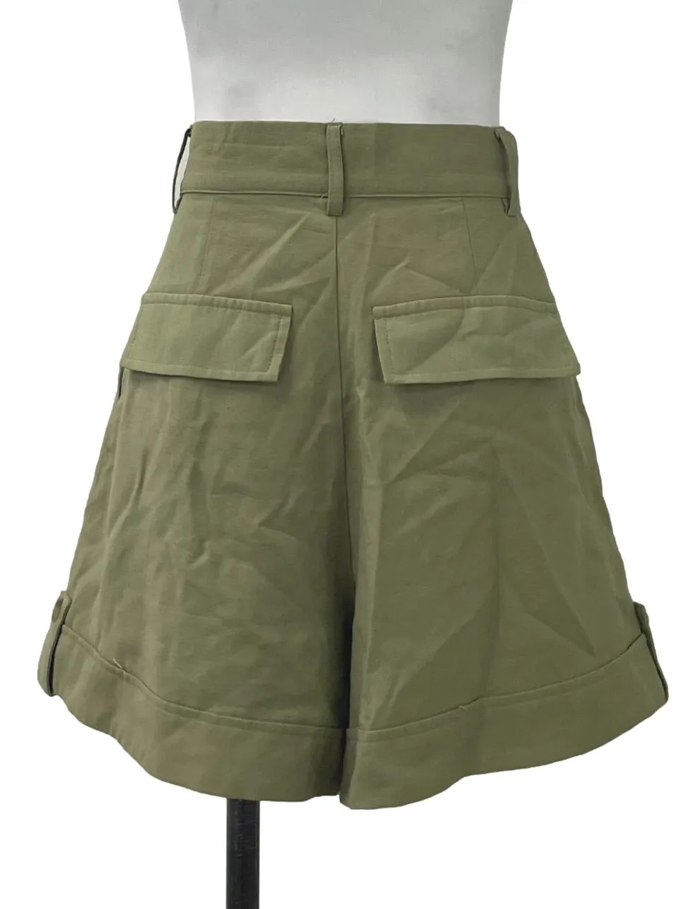 Green Pleated Utility Shorts TWL