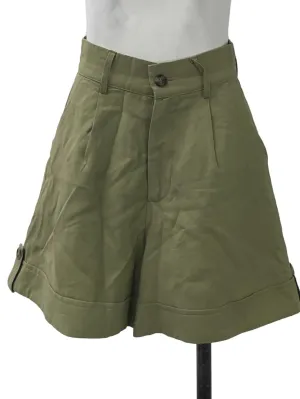 Green Pleated Utility Shorts TWL