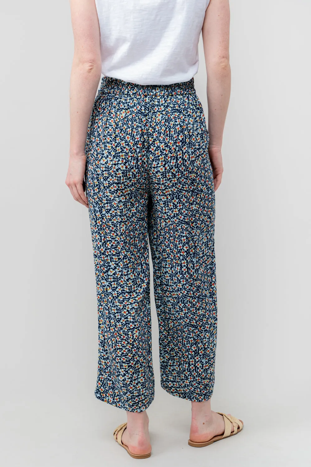 Greta Ditsy Print Cropped Trousers Navy Folk