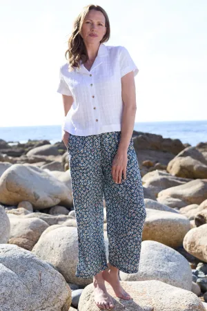 Greta Ditsy Print Cropped Trousers Navy Folk