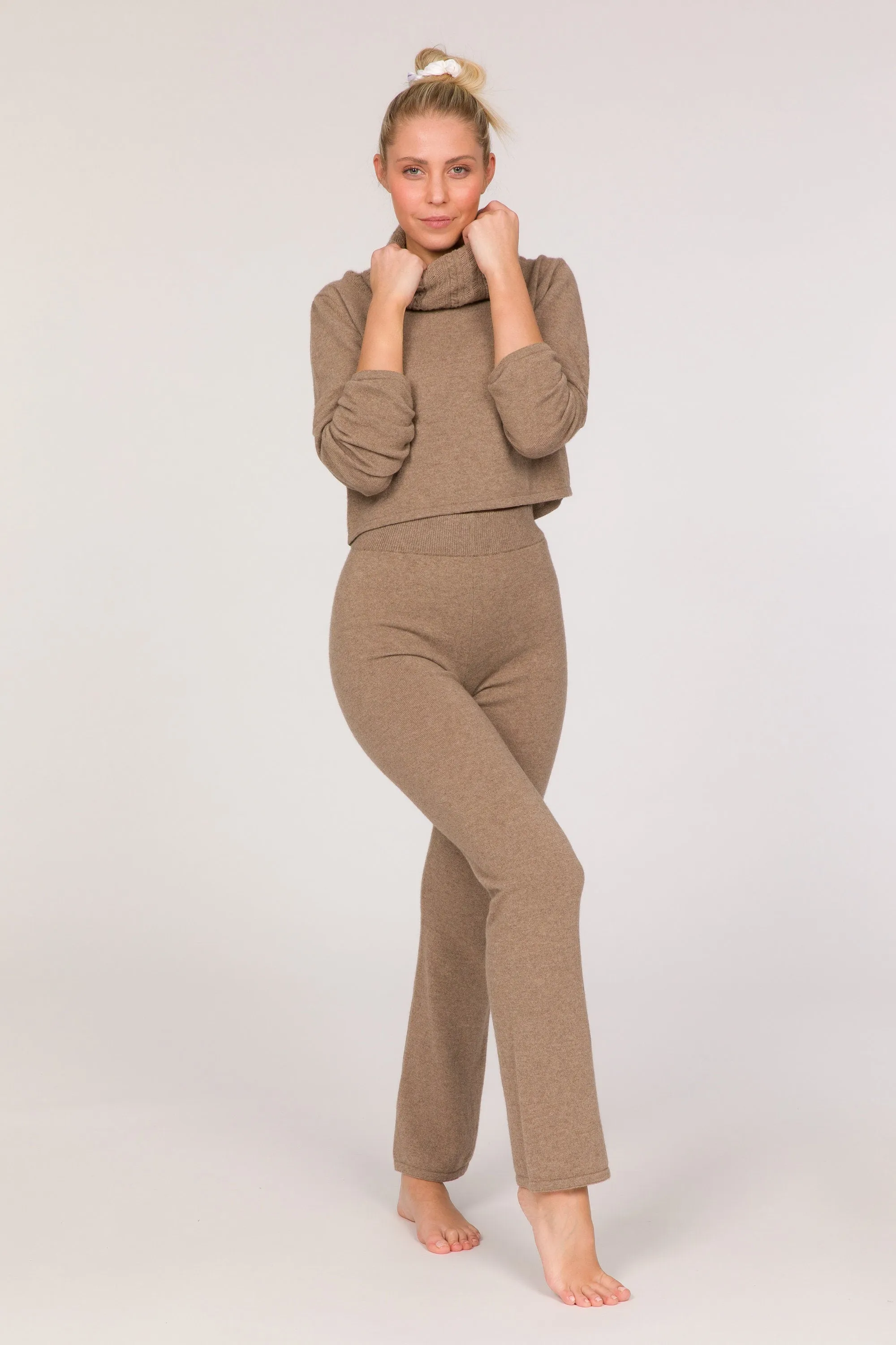 Guru Eco-Cashmere High Waist Pants - Dark Beige