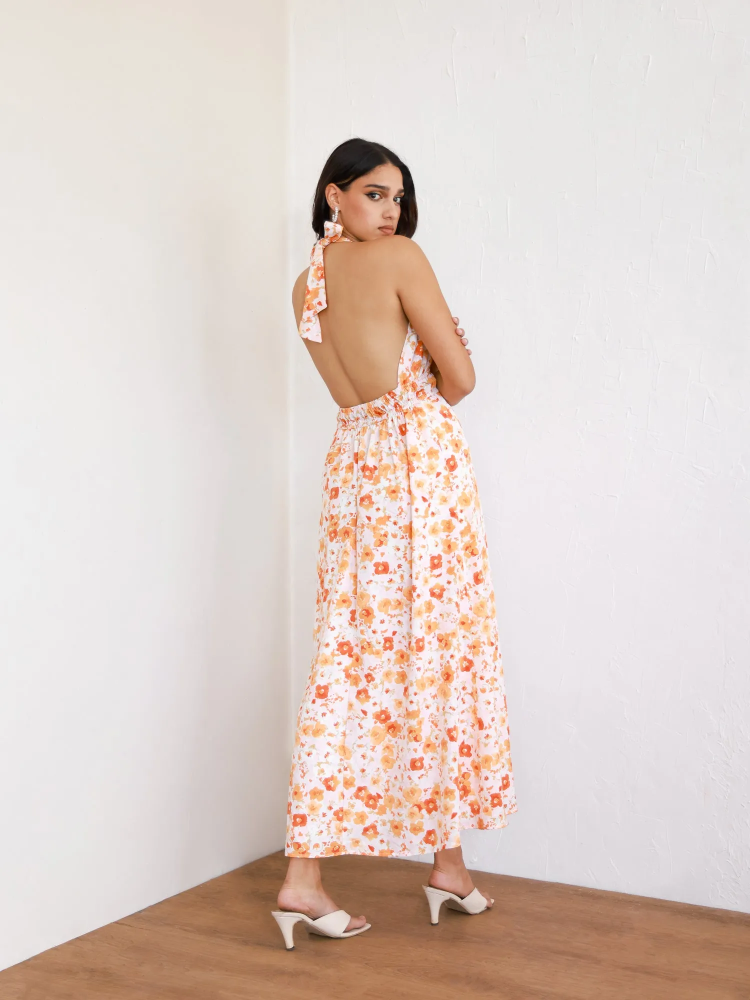 Halter Neck Tieup Detailed Maxi Dress