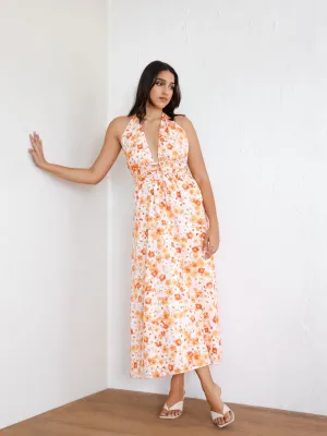 Halter Neck Tieup Detailed Maxi Dress