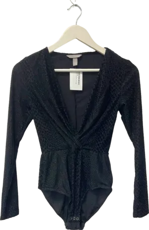 H&M Black Glitter Bodysuit UK 6