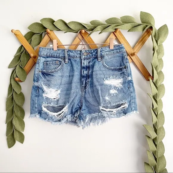 Hidden Finn High Rise Distressed Denim Shorts