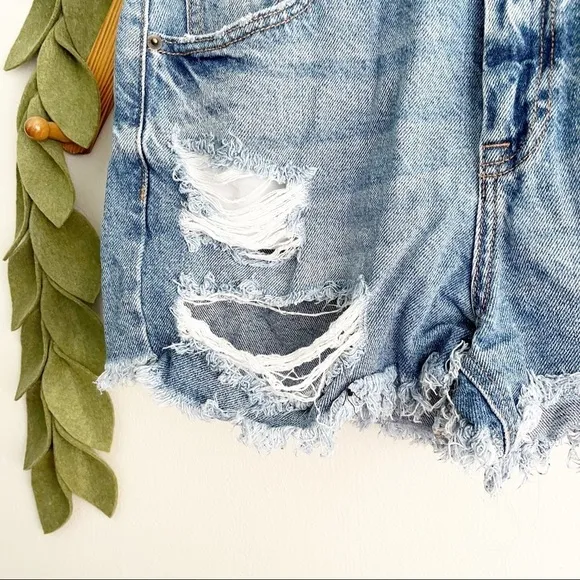 Hidden Finn High Rise Distressed Denim Shorts