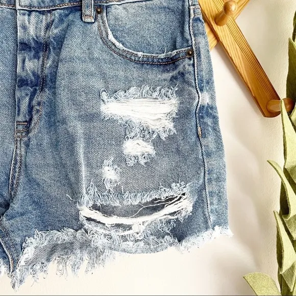 Hidden Finn High Rise Distressed Denim Shorts