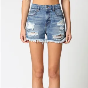 Hidden Finn High Rise Distressed Denim Shorts